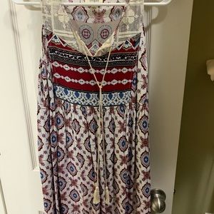 Umgee printed dress with mess patterned top
